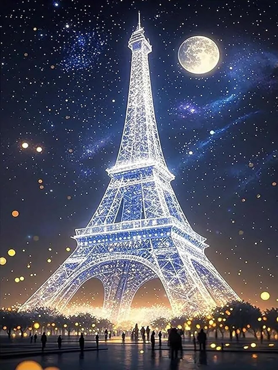 5D Diamond Painting Kits for Beginners, Eiffel Tower Diamond Art Kits for Adults, DIY Landscape Full Round Drill Paint by Diamonds Dot Gem Art for Adults, Home Wall Decor 12x16 Inch